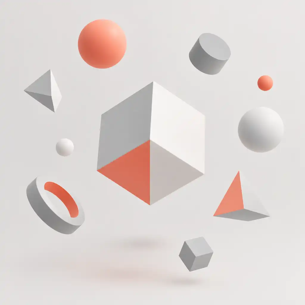 Geometryczne kształty unoszą się w przestrzeni